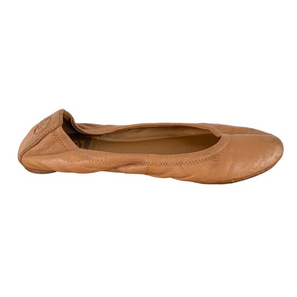 Tory Burch Women's Eddie Lamb Leather Ballet Flats in Royal Tan Size 6.5 - Picture 4 of 11